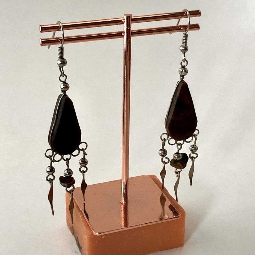 Brown gem color earrings costume jewelry